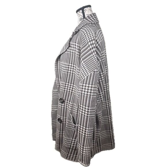 Zara Houndstooth Double Breasted Oversized Knit Sweater Blazer Jacket Size L - Picture 5 of 9